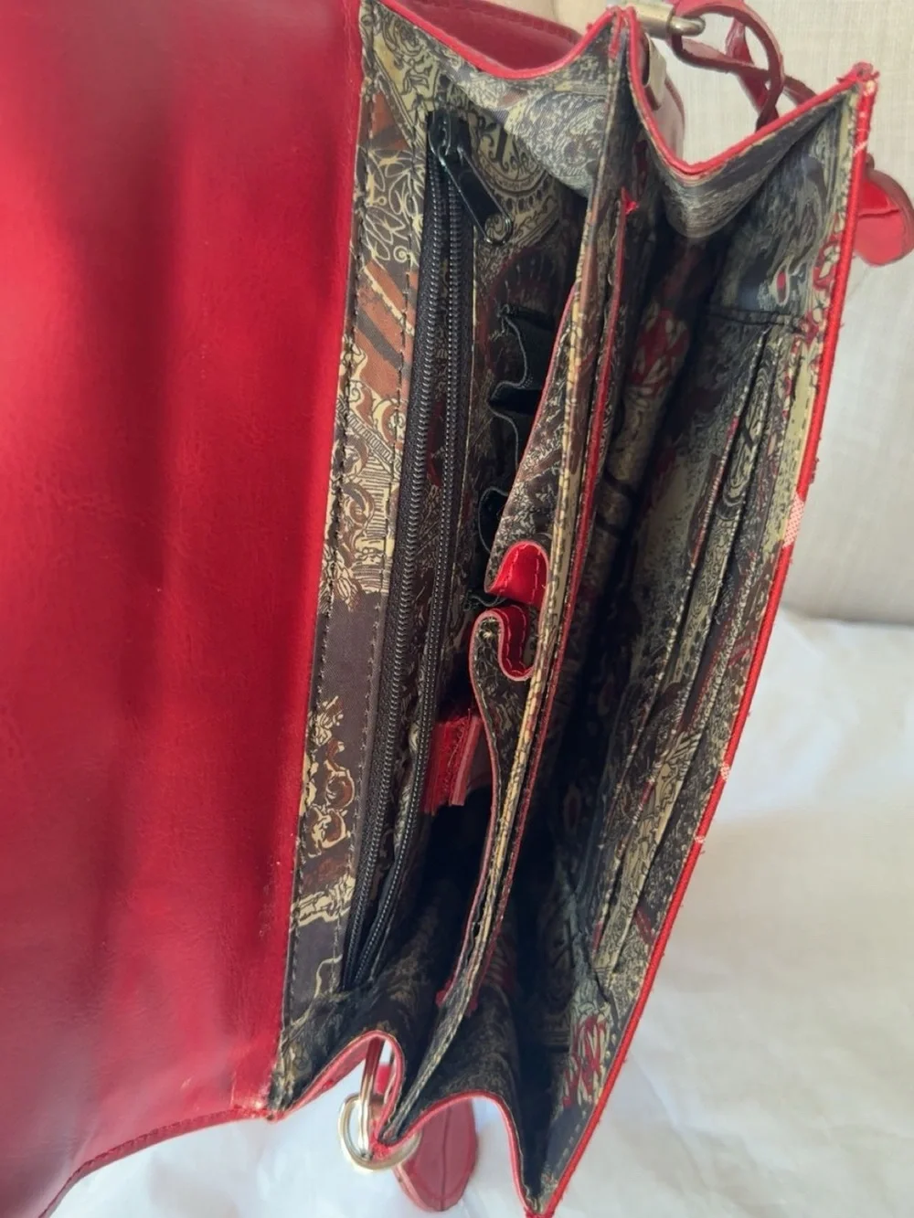 Brighton Red vantage Heart-Print Top-Handle Satchel - Picture 4 of 5